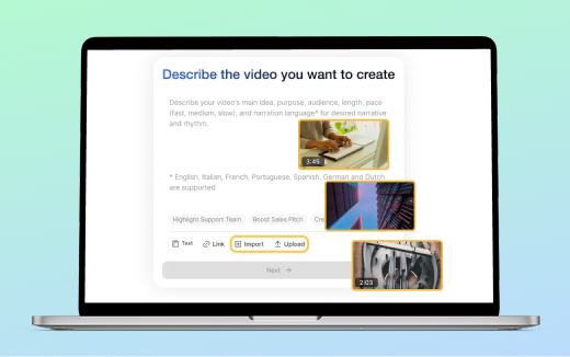 Visla visual storytelling tool where users describe the scene and enable AI narration.